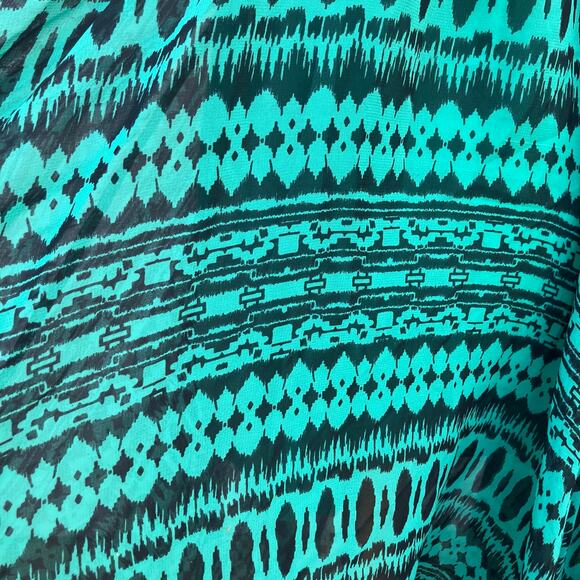 VTG Deb Y2K Dress Sz M Smocked Teal Black Handkerchief Hem Geometric Fairygrunge - Picture 11 of 12